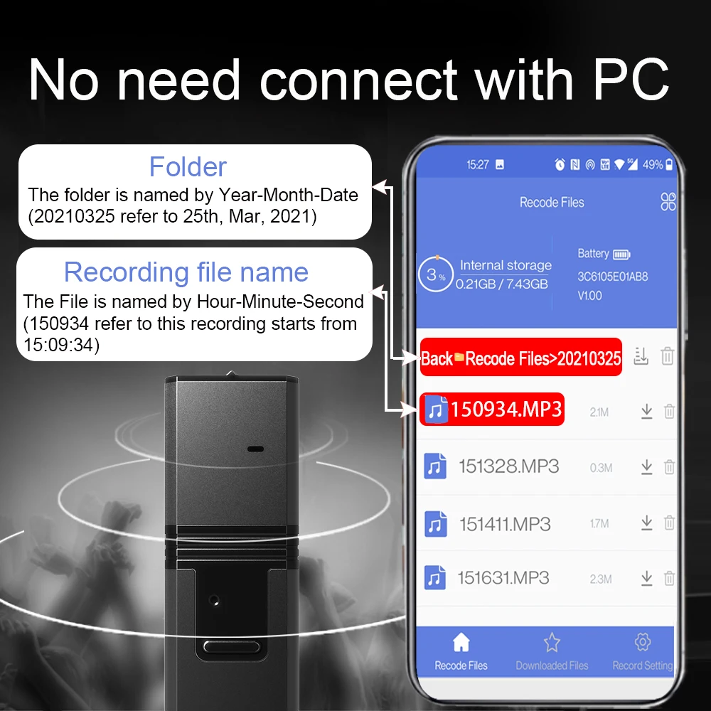 -KINGNEED Q9 Strong magnet, first choice for security industry digital recorder pen