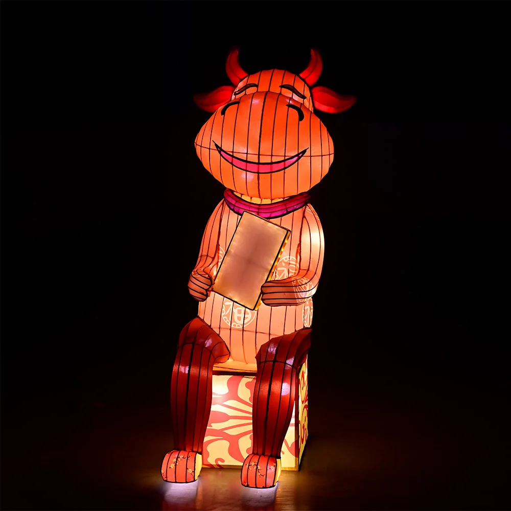 Outdoors OX Motif Lights Animals Traditional Cow Lights Festive Lanterns Halloween Decorative Lighting Decoration