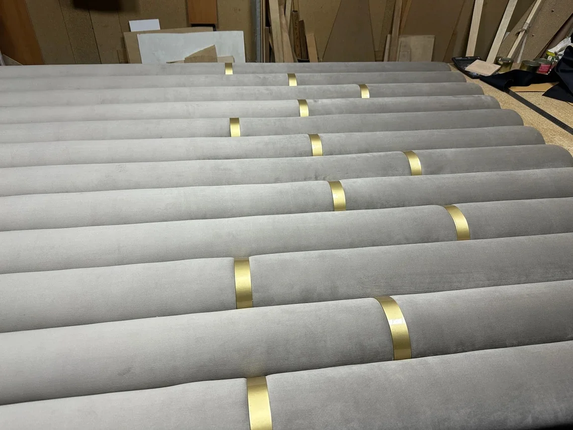 HJ HOME Personalized Twin Double Queen King Bedroom Headboard Custom Made Upholstered Gold Metal Decor Art Wall Panels