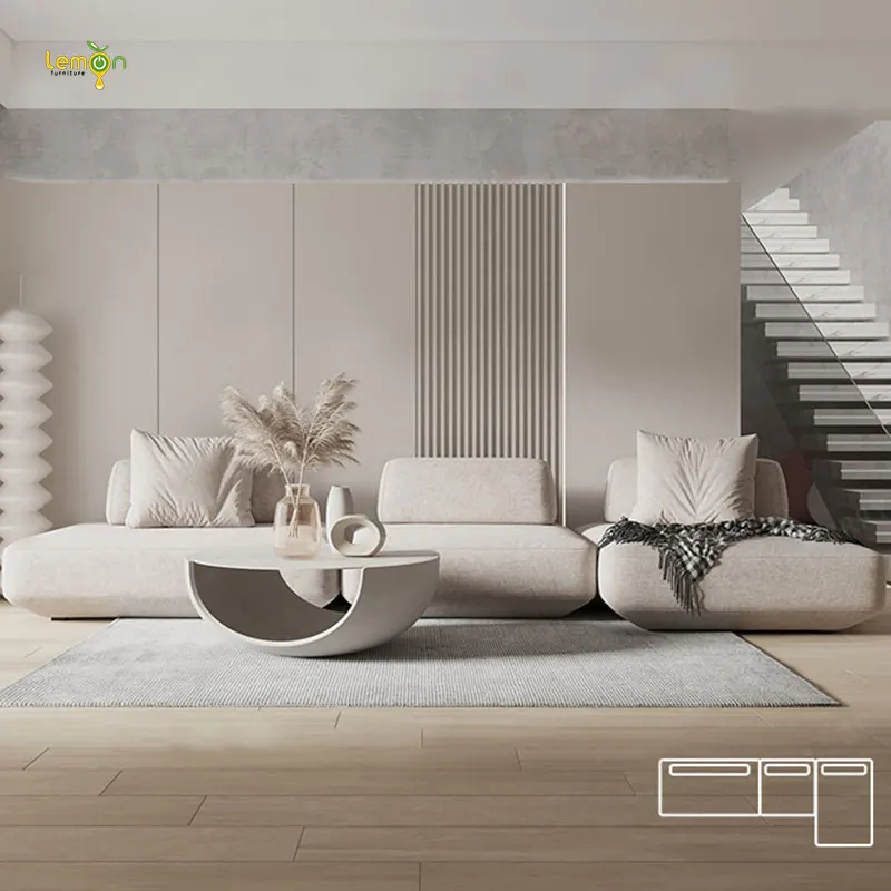 Italian minimalist living room free combination armless modular fabric sofa modern and simple