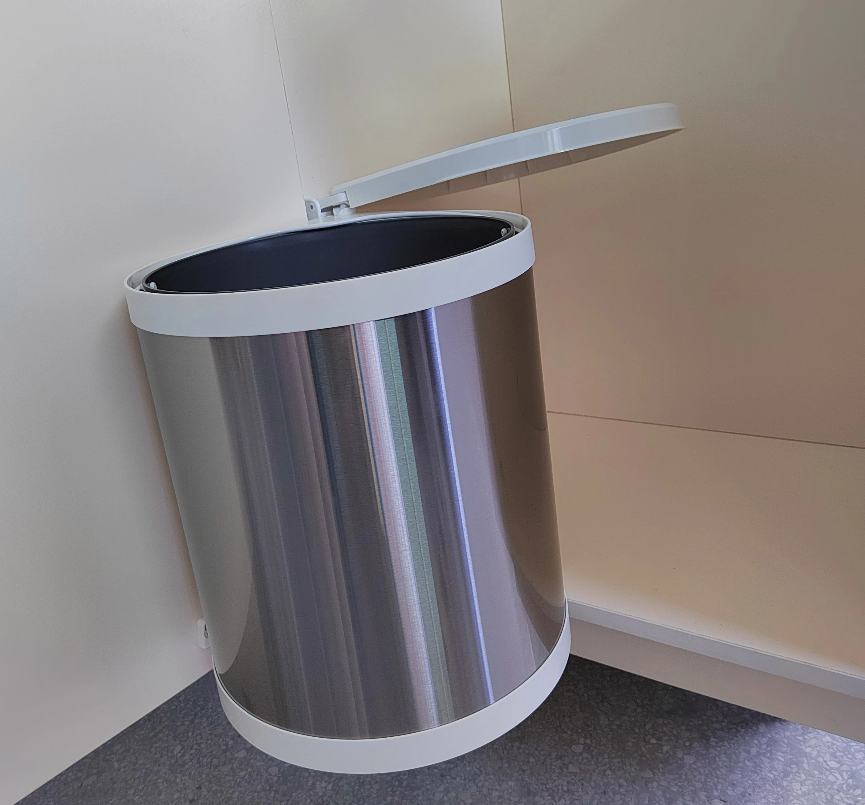 Stainless Steel Pivot Out Trash Can Door Mounted Waste Bin Kitchen Dustbin Cabinet Install with Kitchen Door