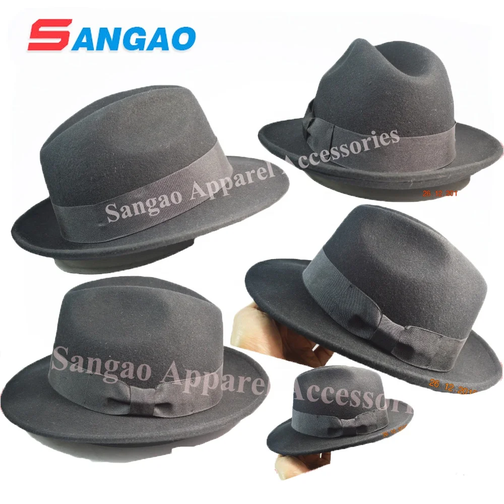 wholesale brown traditional fedora hat top with white lining and can print logo