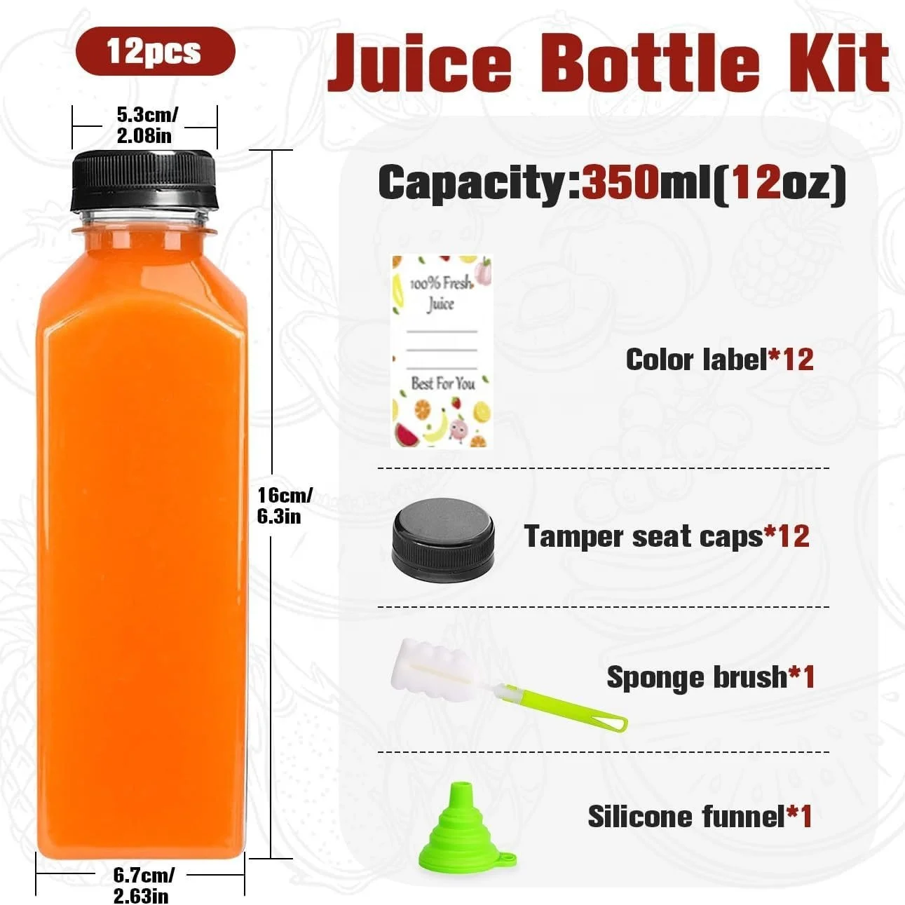 Wholesale Recyclable 500ml plastic juice beverage drink bottle with tamper evident caps customized 12oz 13oz 16oz