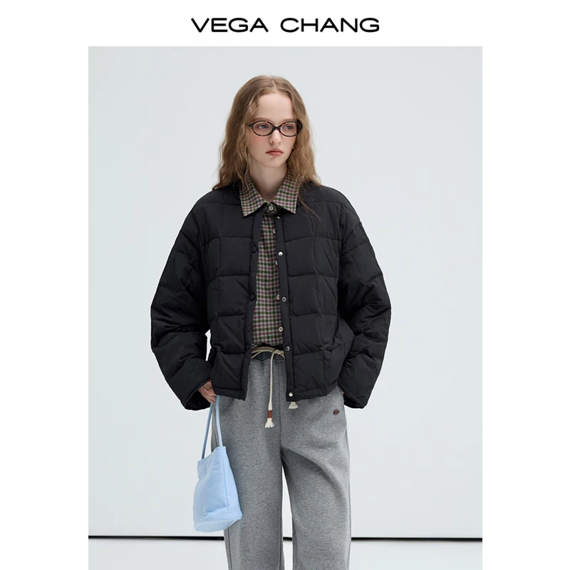 VEGA CHANG  Commuter Korean ins Black Swan Knight Fluffy light 90 White Duck Down Strength Warm Down Jacket