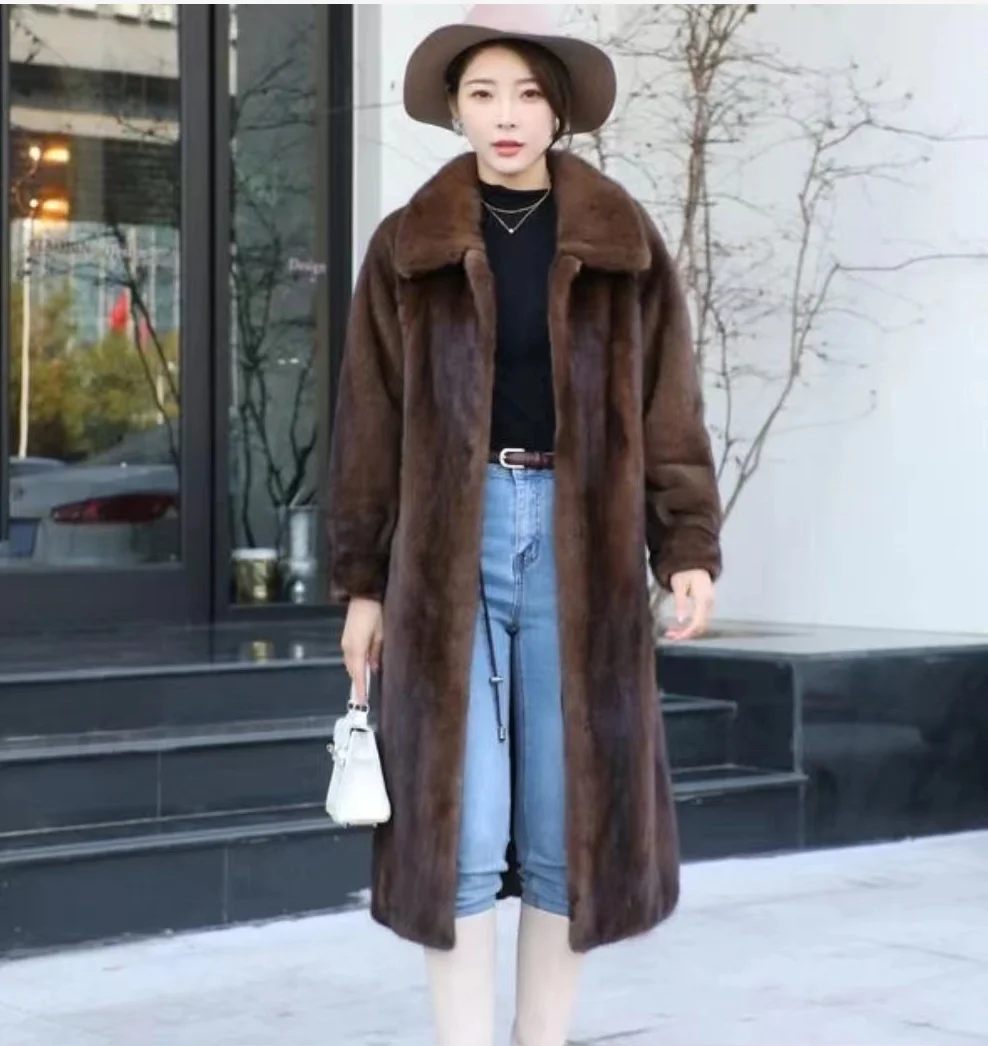 Wholesale  Women  Mink  full  skin   coat   Winter Long mink fur overcat  mink fur coat for women