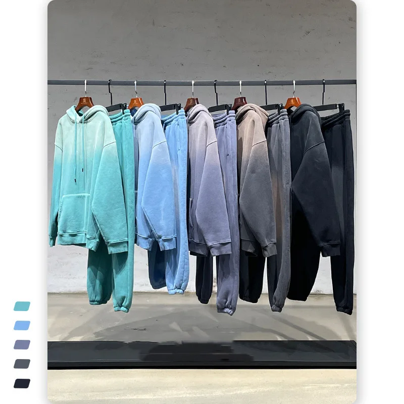 Винтажный хлопковый пуловер большого размера с выцветанием в стиле High Street худи с градиентной кислотной стиркой Толстовка для бега мужские толстовки и свитшоты большого размера