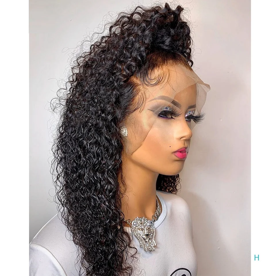 13*6 Medium Brown Swiss Lace Customized Texture Kinky Curly Human Hair Lace Front Wig With Baby Hair