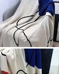 knit blanket geometry pattern blanket for bed  nordic throws