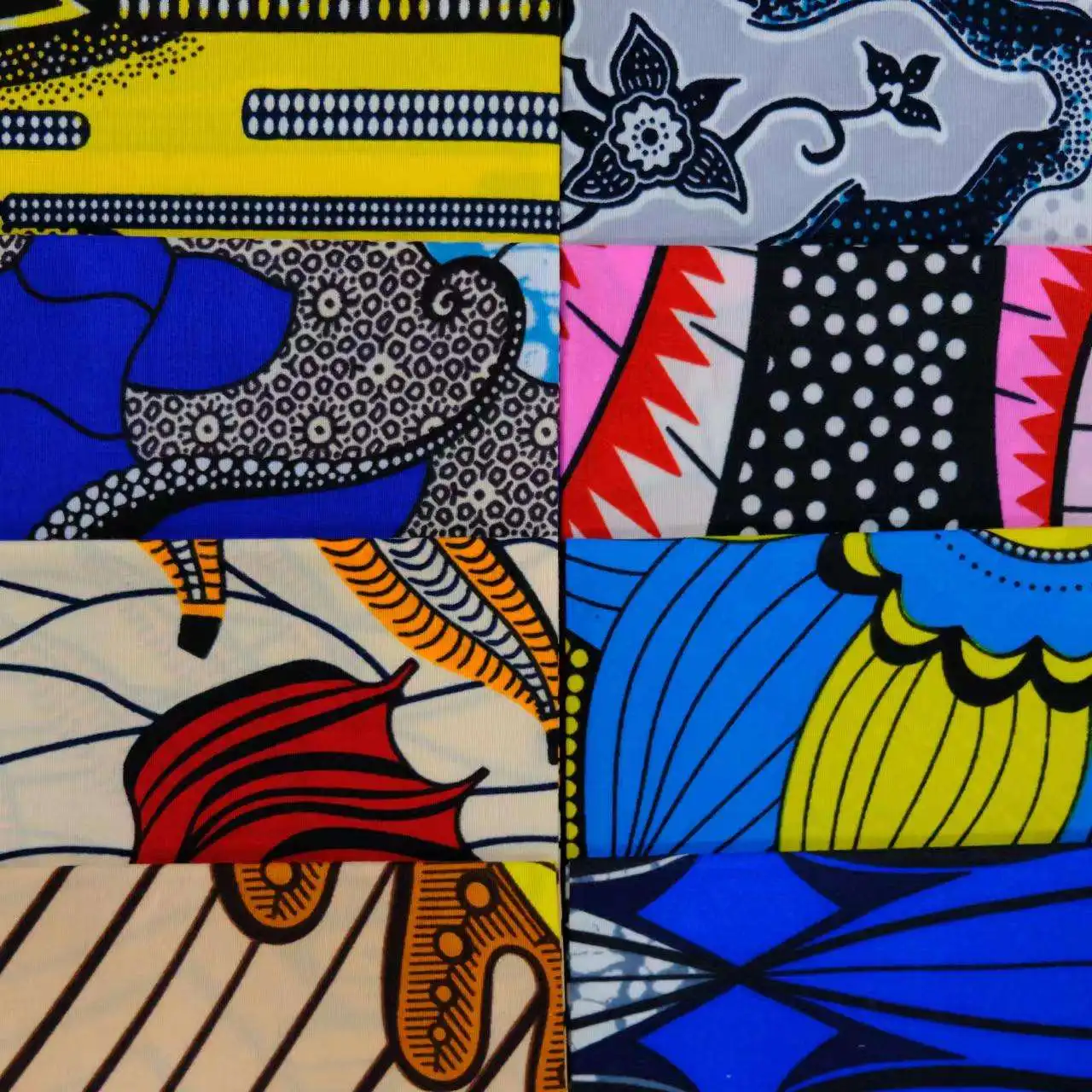 Factory Supply African Wax Prints 100% Cotton Fabric 6 Yards Woven Plain Custom Printed Double Wax Fabric