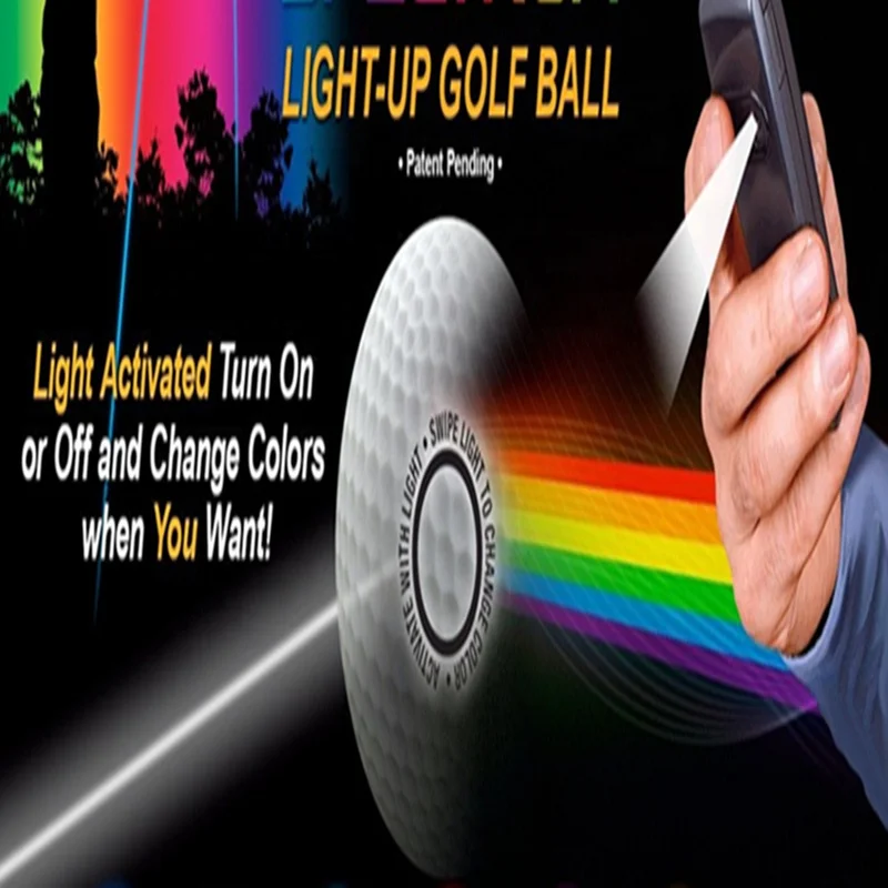 Official Size Weight Light Up LED Golf Balls activated by flashlight