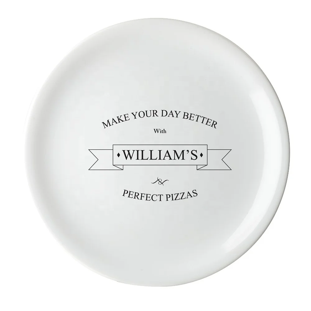 Stoneware White 12inch 30cm Ceramic Pizza Plate Dinnerware Dish With Customized Logo