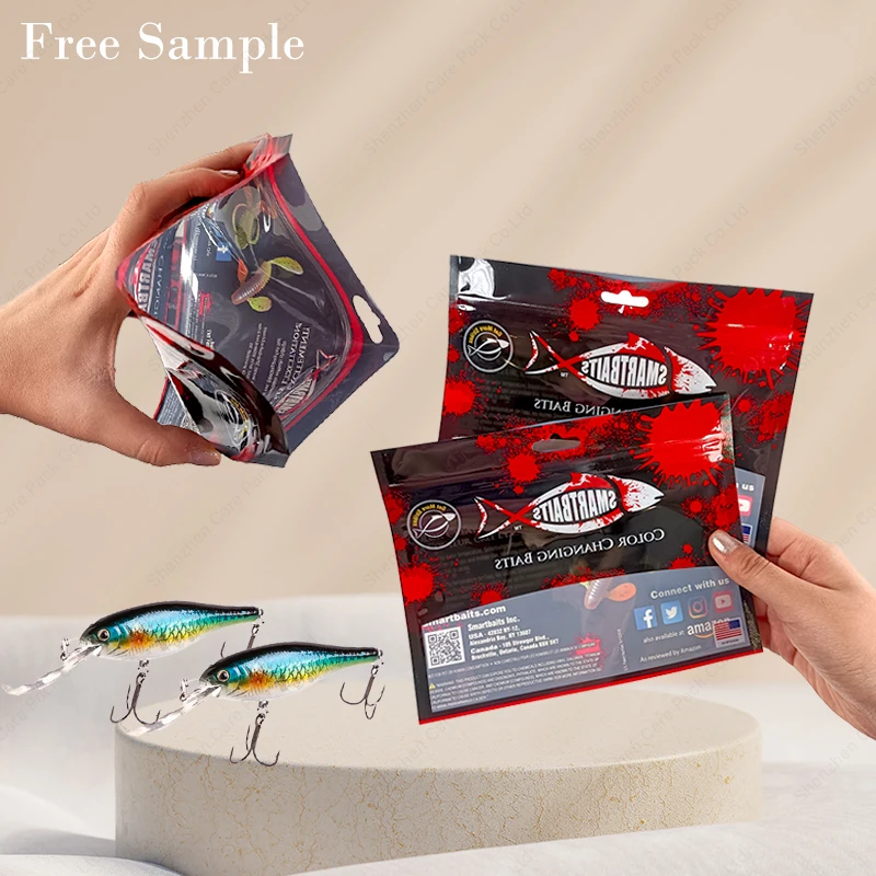 Fishing Hook Bait Gearing Packaging Bags Clear Window Three Side Sealed Fish Baits Lure Pouch