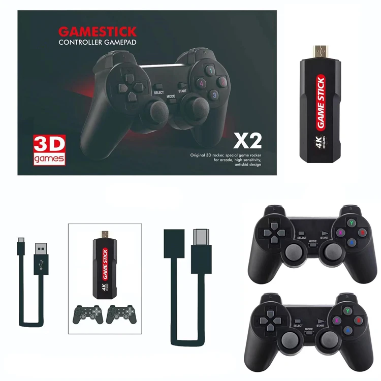M8 X2 Mini 4K HD Game Stick GD10 30000 Games Arcade Video Gaming Consoles Wireless Dual Joystick Controller Classic Retro TV Box