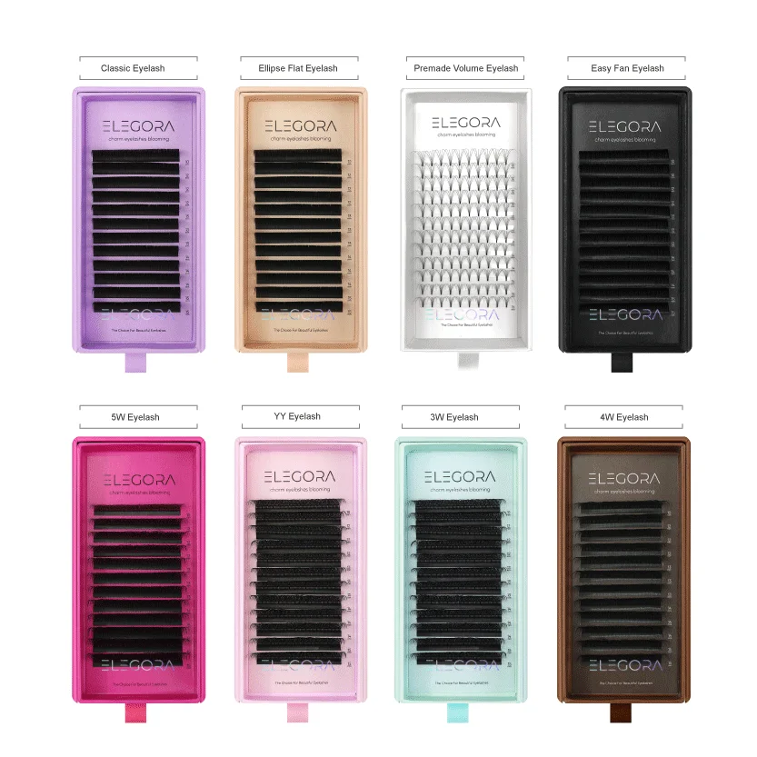 Elegora C/CC/D/DD Curl Eyelash Extensions Self Blooming Premium Lash Extensions Korea