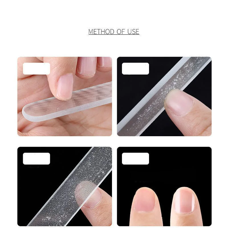 High Quality Nano Glass Nail File Strip Shiner Clear Crystal Mini Shine Nail Buffer Polisher With Case Natural Manicure Tool
