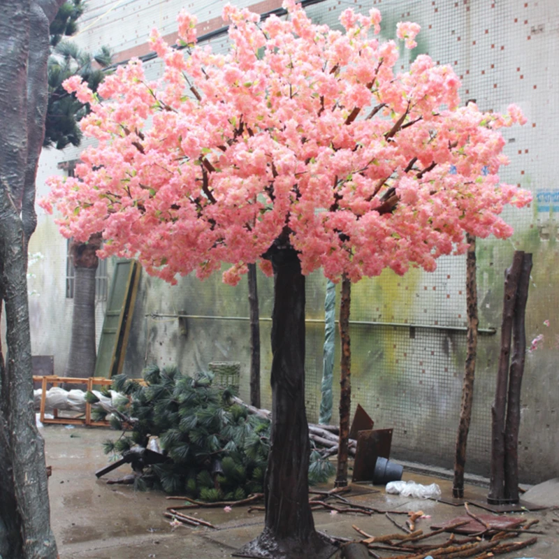 Fiberglass Cherry Real Wood Trunk Artificial Tree 4 Meter Plastic Trees For Mall decor