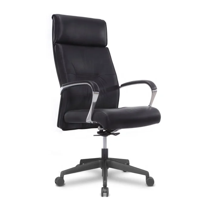 
PU leather adjustable height black soft armrests revolving boss chair with tilt 