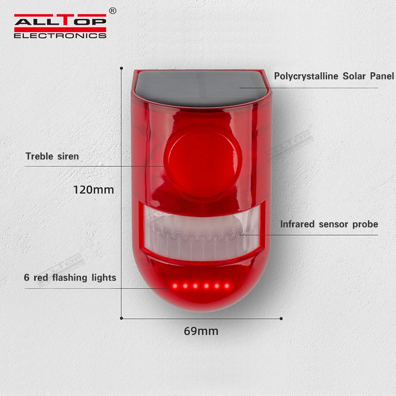 Cheaper price PIR motion sensor outdoor wireless security alarm system 129db loud siren solar home alarm security wall light