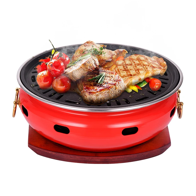 Korean Smoke Exhaust Bbq Grill Round Outdoor Portable Mini Barbecue Oven Commercial Charcoal barbecue Grill