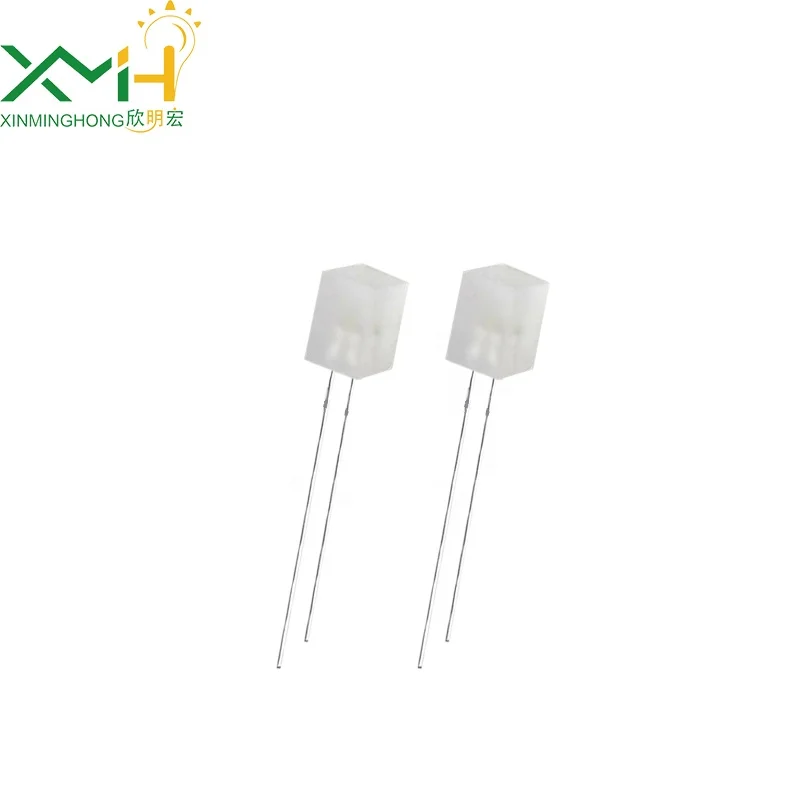 Rectangular LED diode 5x5x7mm with transparent lens, through hole, blue 465-470nm DIP LED