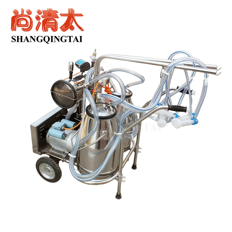Automatic Pulsation Vacuum Cow Milker 250L Stainless Steel Bucket Portable with Silicone Cup Tube New Condition