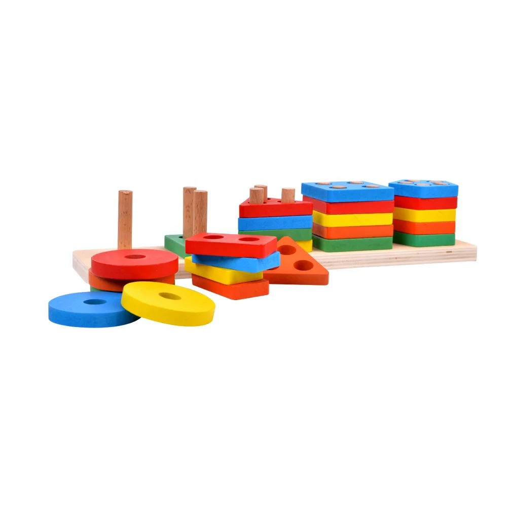 Детские математические развивающие игрушки, красочные геометрические наборы колонн для развития математики детей