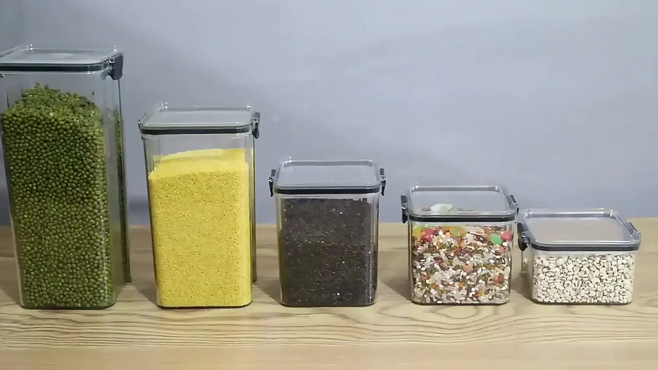 Hot Sell New Design Large Capacity Plastic Sealed Food Containers with Measuring Cup Grain Rice Dispenser Storage For Kitchen