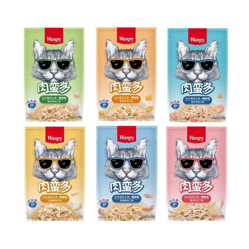 Wanpy Cat Meat Manduo Fresh Package Dog Meat Manduo Fresh Package 80g Wet Grain Cat Salmon Flavor Chicken Flavor Nutrition