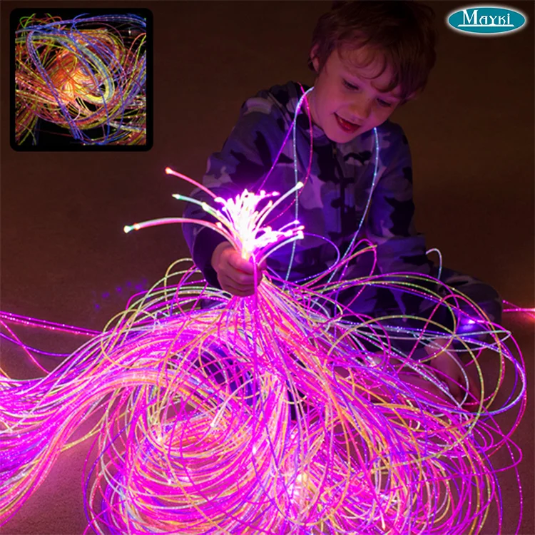 Sensory Fiber Optic Light rgb sparkle UV cable with big button controller for sensory integrated room Therapy
