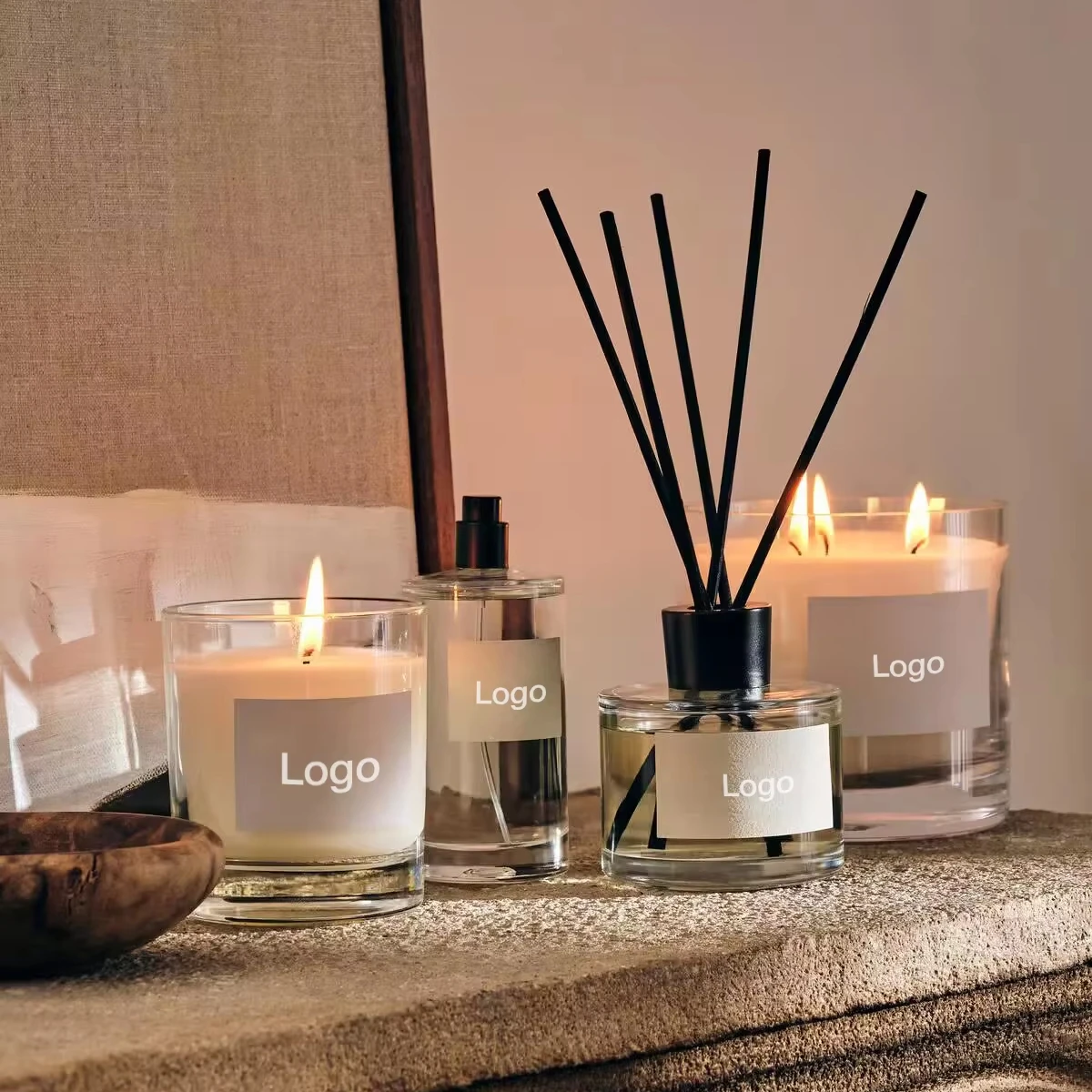C&H Private Label 80ml 100ml Custom Candle And Diffuser Set Luxury Gift Box Fragrance Oil Reed Diffuser and Scented Candle Set