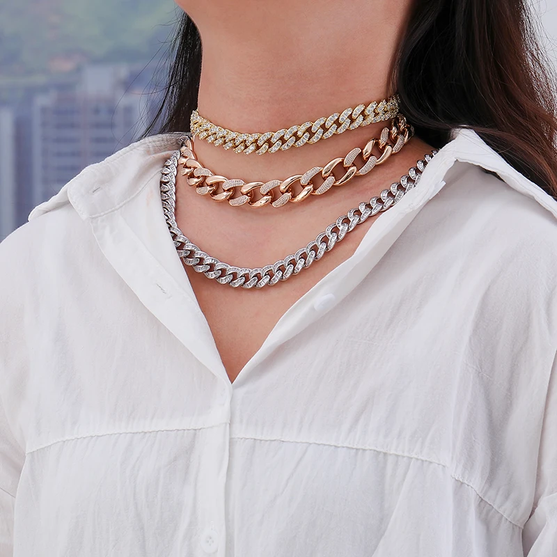  New arrival fashion 18inches long moissanite diamond iced out cuban chian hip hop jewelry
