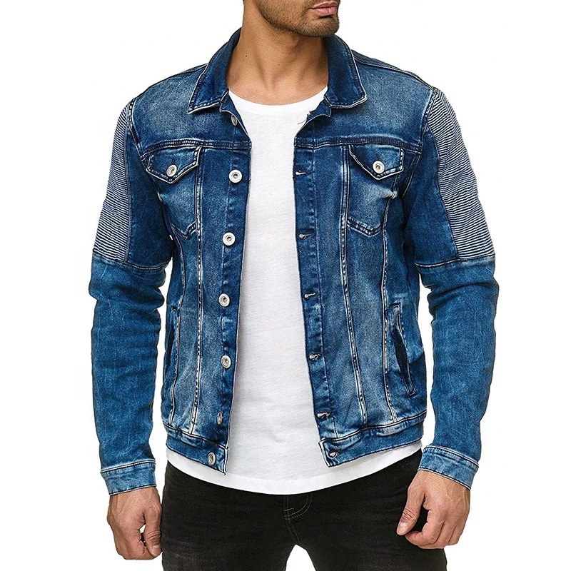 High quality fashion bulk cheap print cotton zipper winter jean hoody jacket for men