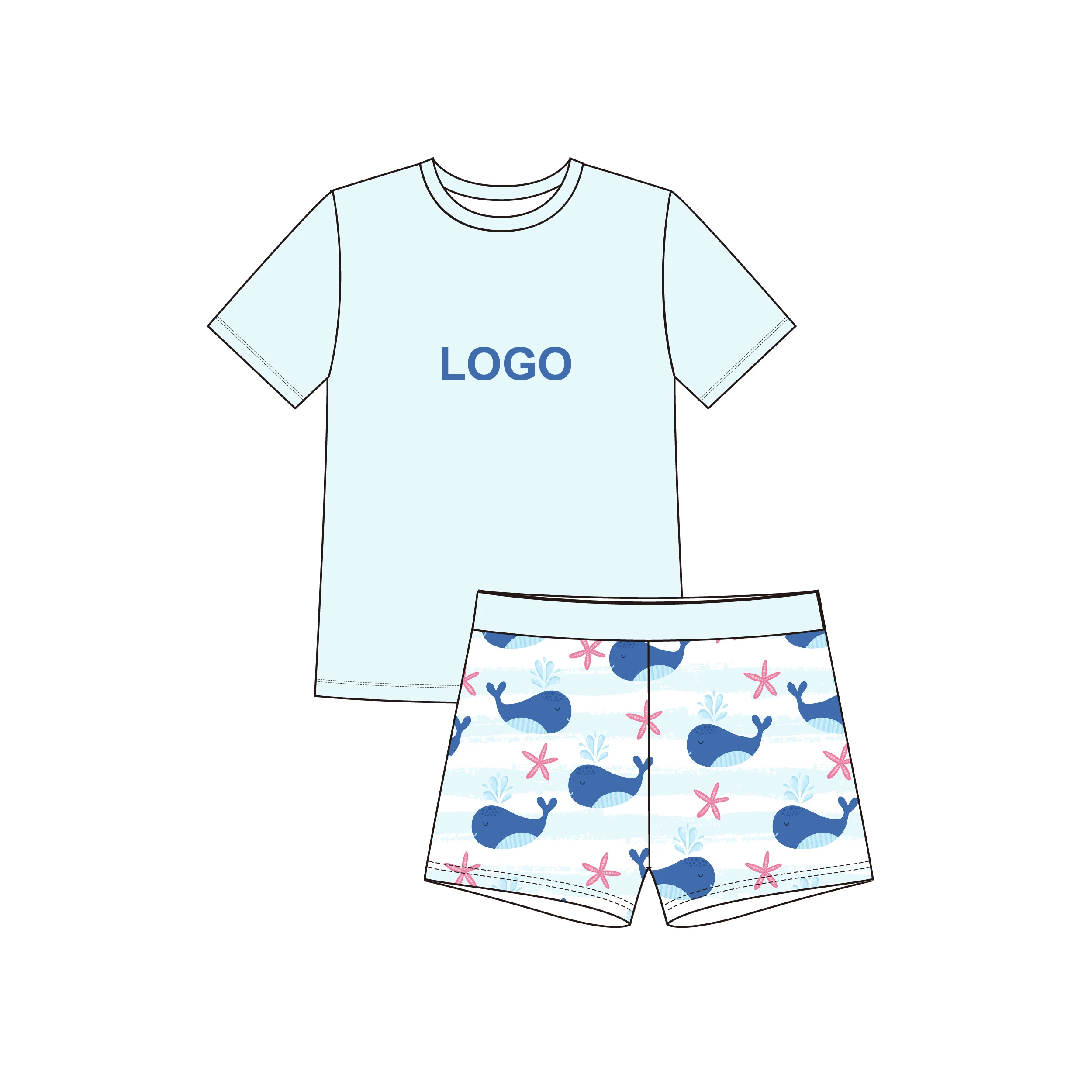 Customized Cute 1-3 Years Old Children Girl Swimwear Beach Bathing Suits Short Sleeve Kids Girls Swimsuit Two Pieces