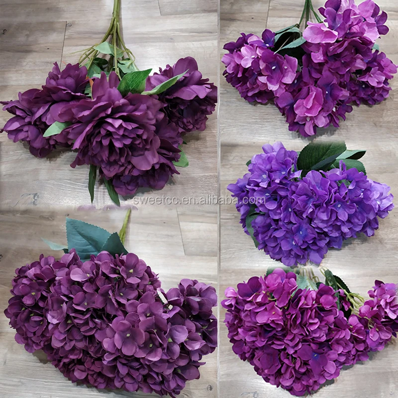 2020 Fabric artificial garden peony hydrangea bush flowers bucket for wedding decoration home decoration