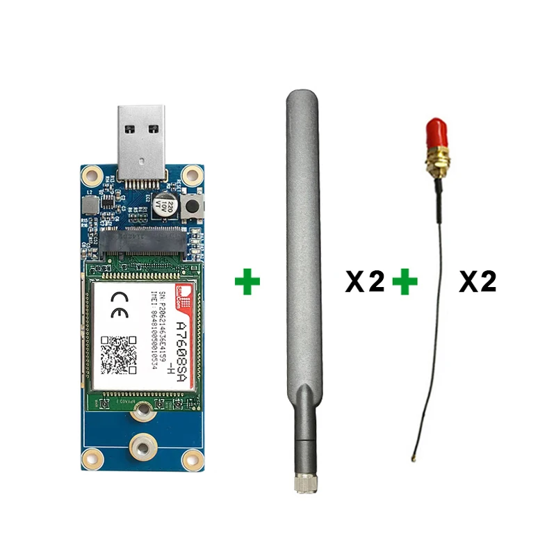 SIMCOM A7608SA-H M.2 LTE Cat4 module compatible with SIM5320 SIM5360 SIM7600 + USB Adapter Board + antenna IPEX4th pigtail