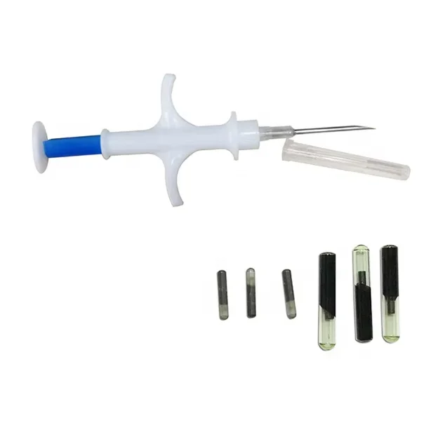 Universal ISO 134.2khz  microchip rfid glass capsule tag 1.25*7mm animal pet microchip and syringe