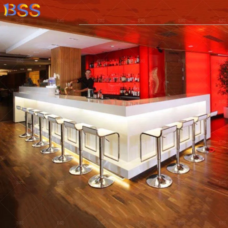 L-образный бар лидер продаж гостиничный ресторан корийский белый барный столешник дизайн интерьера