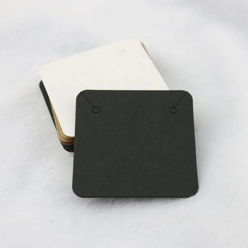 Custom black cardboard kraft paper necklace square card  punch Blank jewelry card