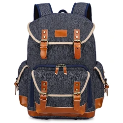 Drop Ship Canvas Leather Large Waterproof Photography Backpack With Laptop Compartment