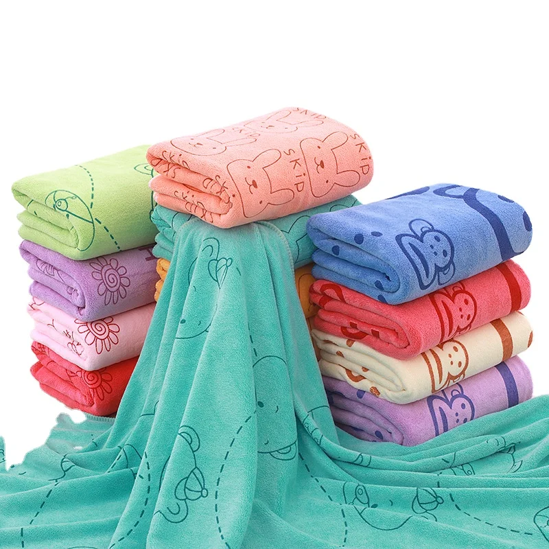 Soft Bath Towel cartoon Print Children Bath Towel Microfiber Baby Bath Towels