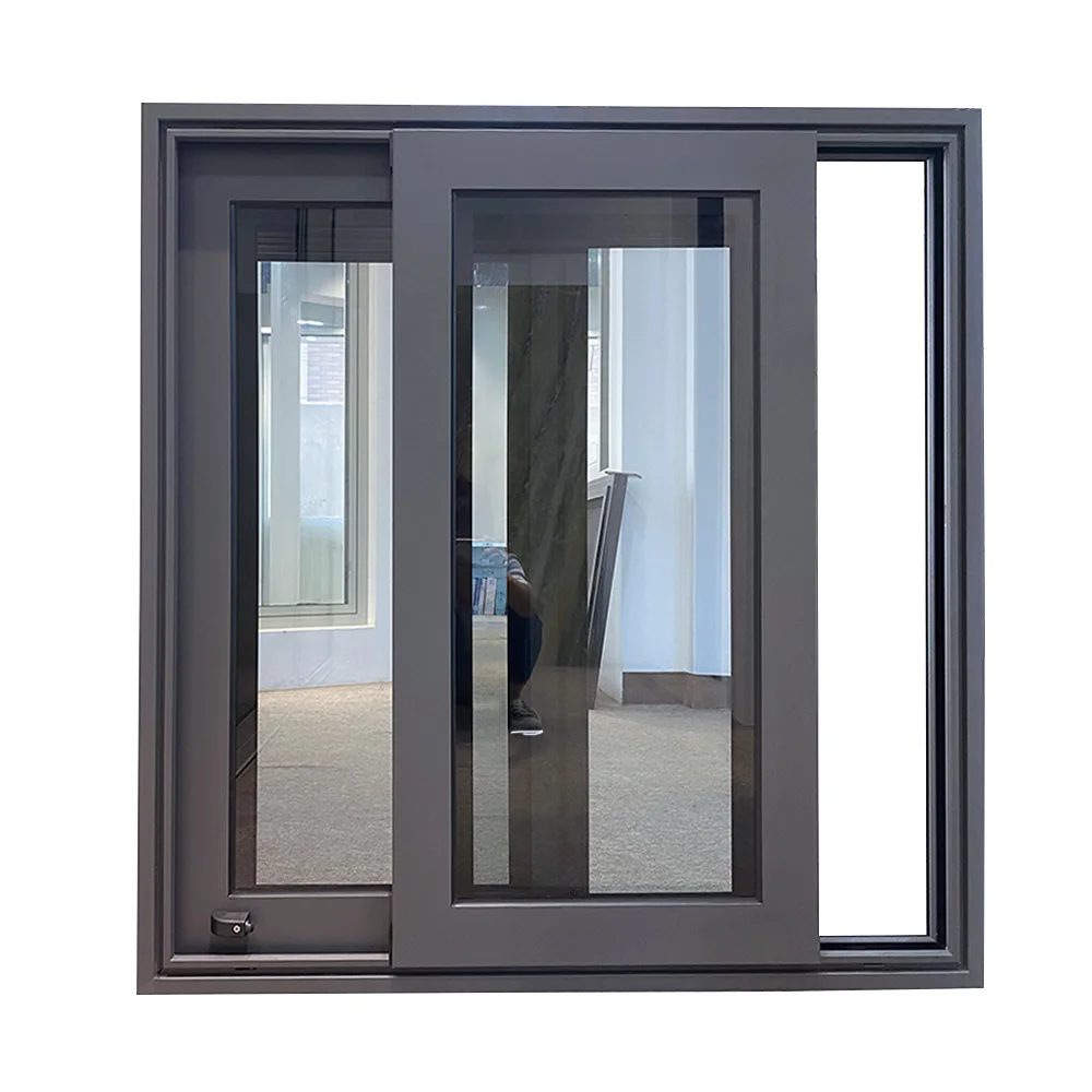Aluminium glass sliding windows with blinds insert double glass