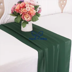 RU013X великолепный, много цветов в наличии, дешевая качественная Свадебная мягкая темно-зеленая лесная зеленая шифоновая скатерть