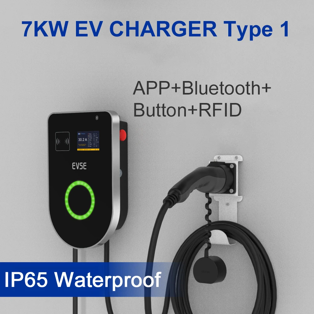 ev charger type 1 EV Charging Station 32A Level 2 EVSE Smart Electric Car Charger with SAE J1772 plug single phase
