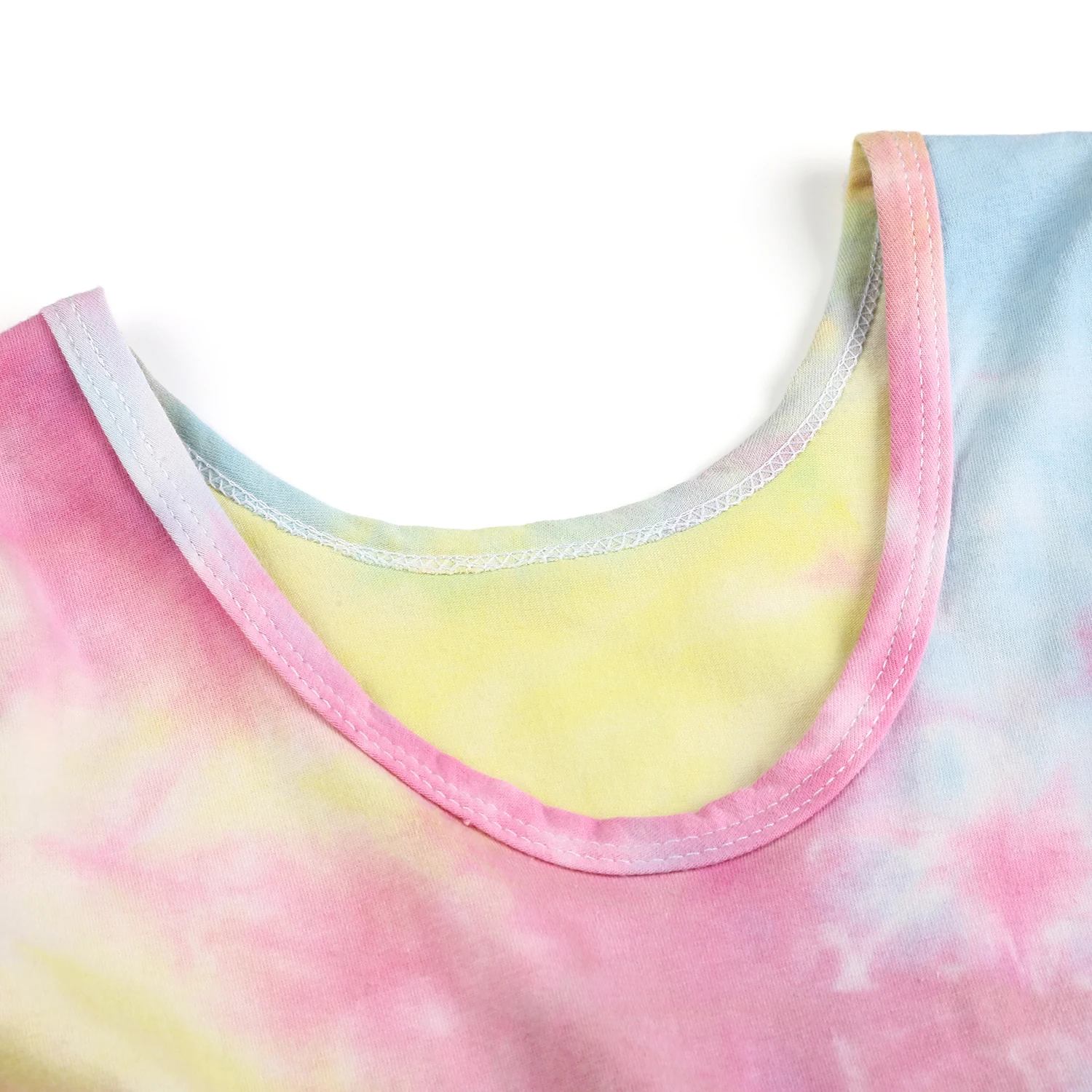 Summer short sleeve cotton knitted toddler kids boutique casual dresses children clothes tie dye girls twirl dress