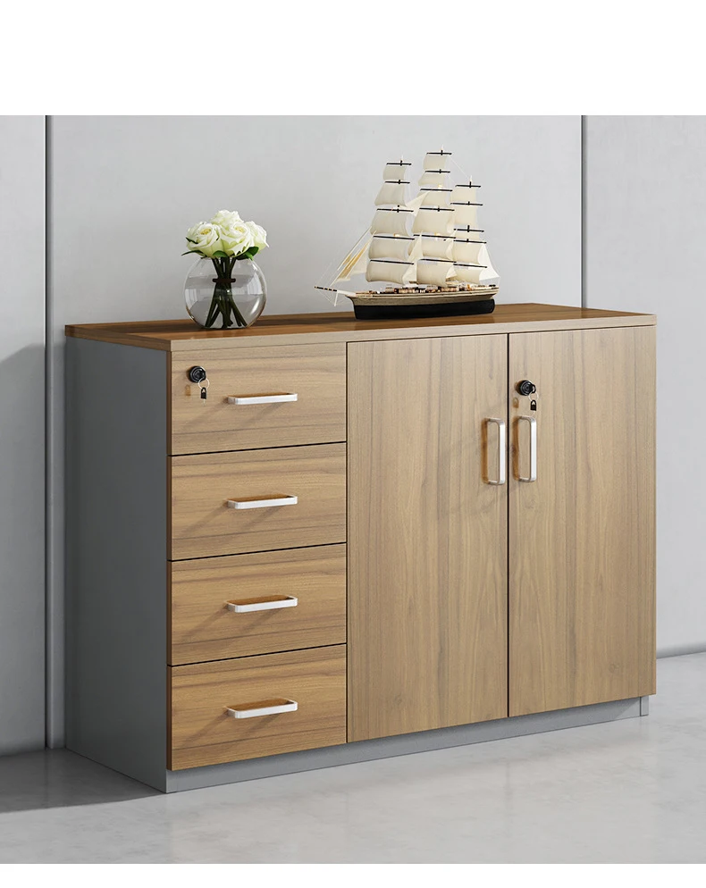 Best Price Of Modern Office Storage Cabinet with Lock, Eco-Friendly Wooden Filing Cabinet for Office and Living Room