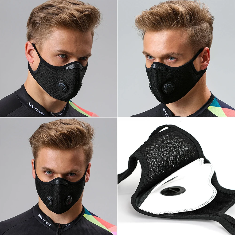  Спортивная моющаяся хлопковая маска для лица TENNEIGHT Pm 2 5 с фильтром из активированного угля бега тренировок