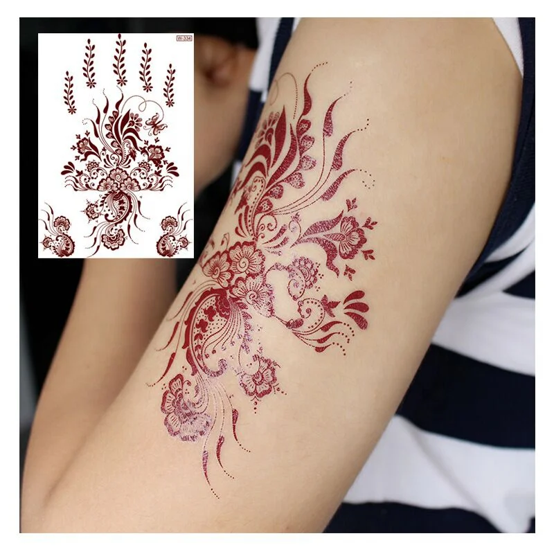 Men Women Body Art Plant-Based 15 days long-lasting Juice Semi Permanent Waterproof Temporary Henna Tattoo  Stencils Sticker