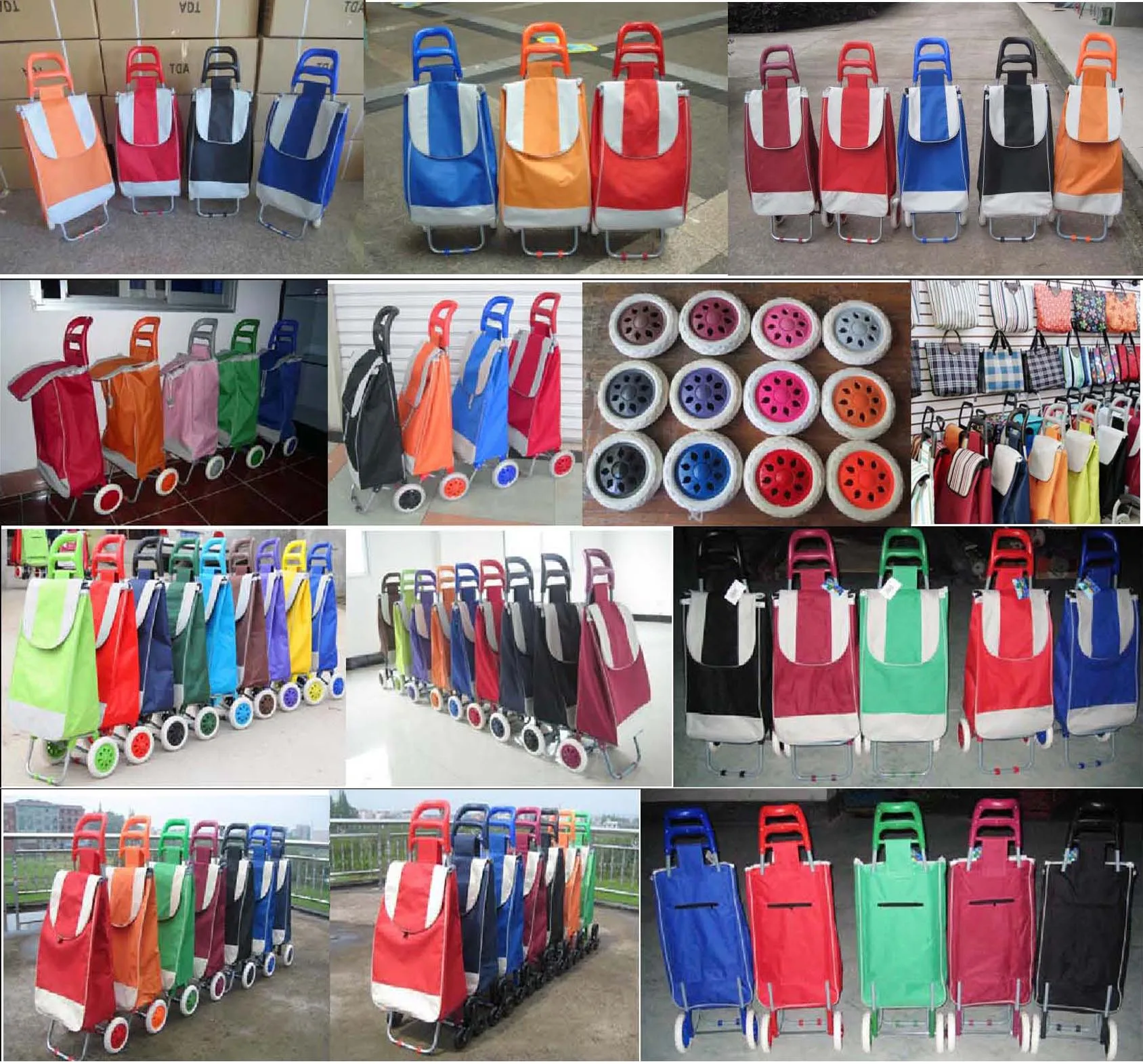 Factory Custom Mini High Quality Outdoor Folding Hand Cheap Market Shopping Luggage Food Porudct Trolley Cart Bag With Handle