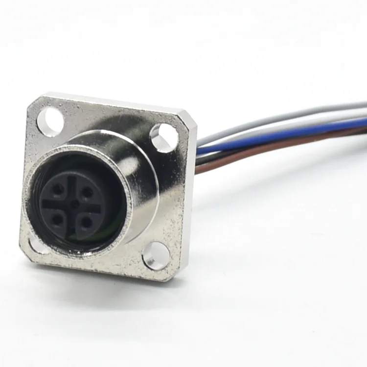 High quality circular industrial square female socket 5 pin m12 connector