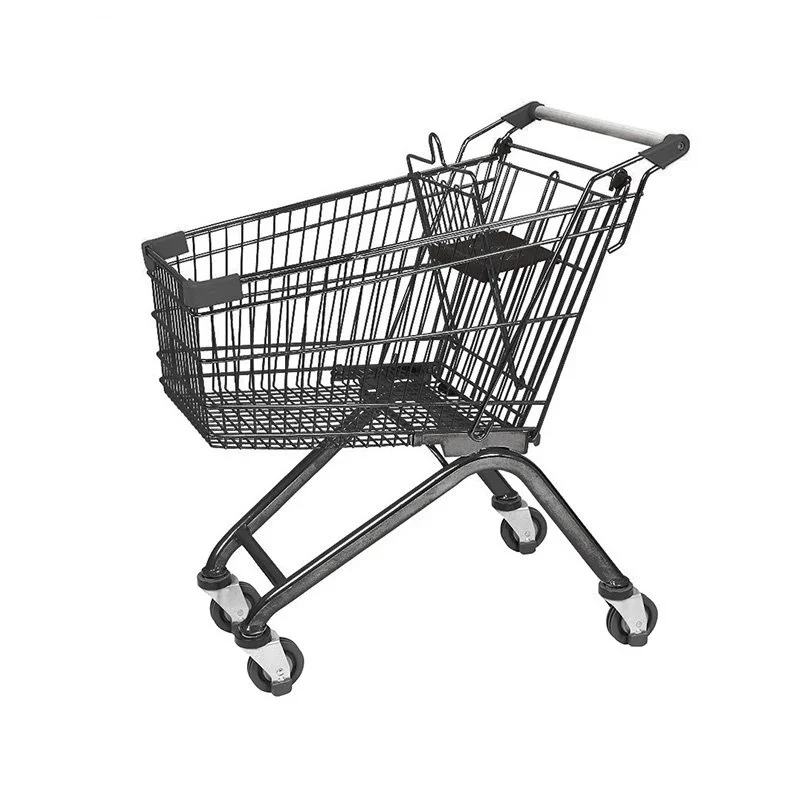 270L High-Capacity Hand-Push Shopping Trolley with Mesh Body and Four Wheels for Hypermarket